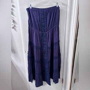 Navy Blue Strapless Summer Dress